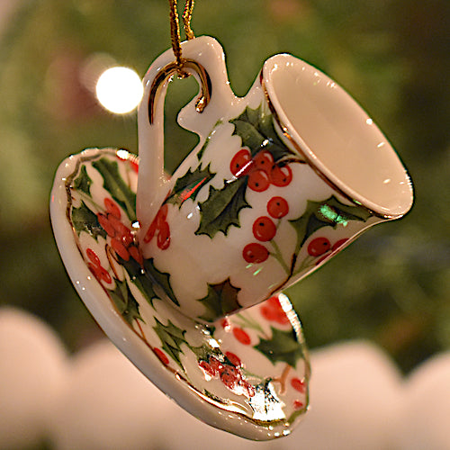 Porcelain Christmas Teacup Ornaments set of six The Twiggery