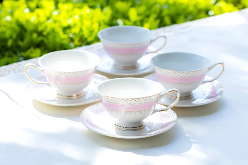 Scalloped Pink Luster Teacup and Saucer — Paris In A Cup Tea Shop