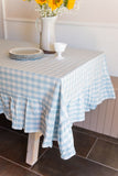 Blue Ruffled Gingham Tablecloth