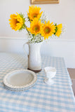 Blue Ruffled Gingham Tablecloth