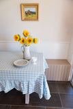 Blue Ruffled Gingham Tablecloth