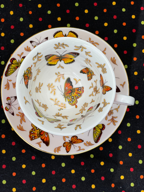 Orange Butterfly Surprise Teacups - set of four