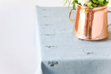 Blue Fleur Embroidered Linen Rectangle Tablecloth - NEW!