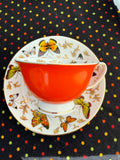 Orange Butterfly Surprise Teacups - set of four