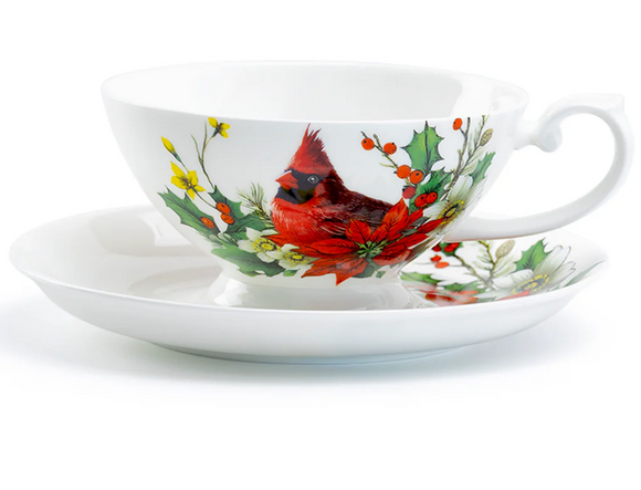 Christmas Cardinal Single Teacup - A Merry Moments Gift