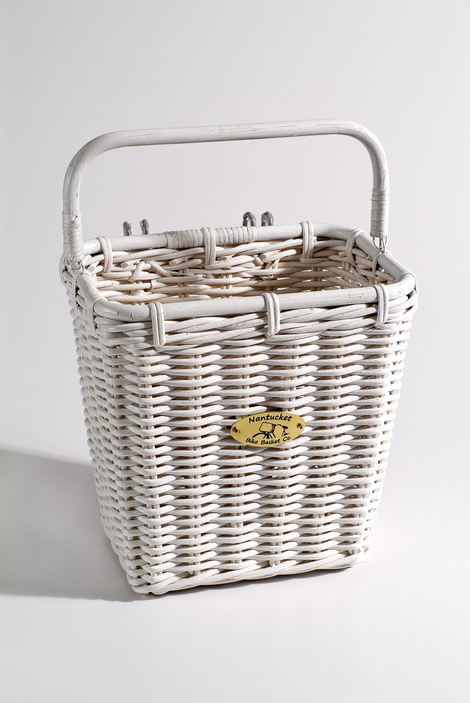 White Woven Pannier Bicycle Basket with handles – The Twiggery