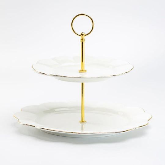 White and Gold 2 Tier Serving Tray - NEW! – The Twiggery